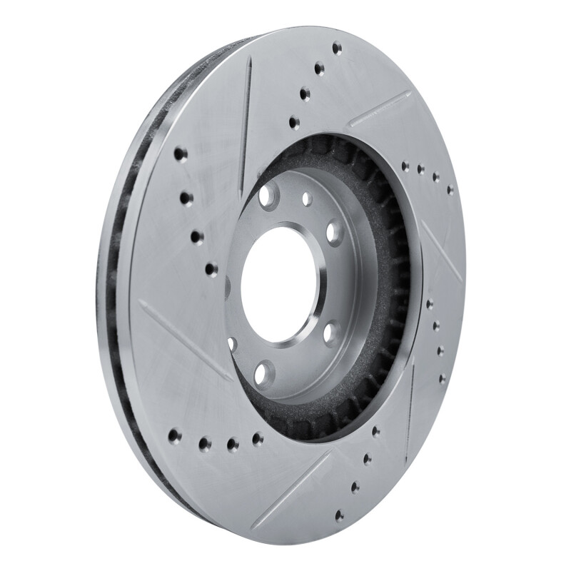 Mazda CX-7 Brake Rotor (1) - Front Right - R1 Concepts - Drilled & Slotted - Silver - `07-`12